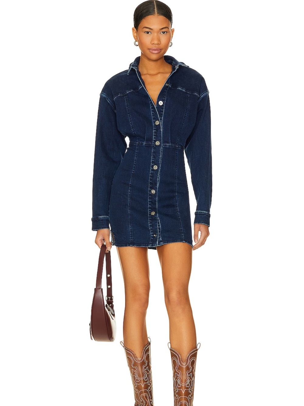 Free People - Amber Denim Dress in Dark Indigo